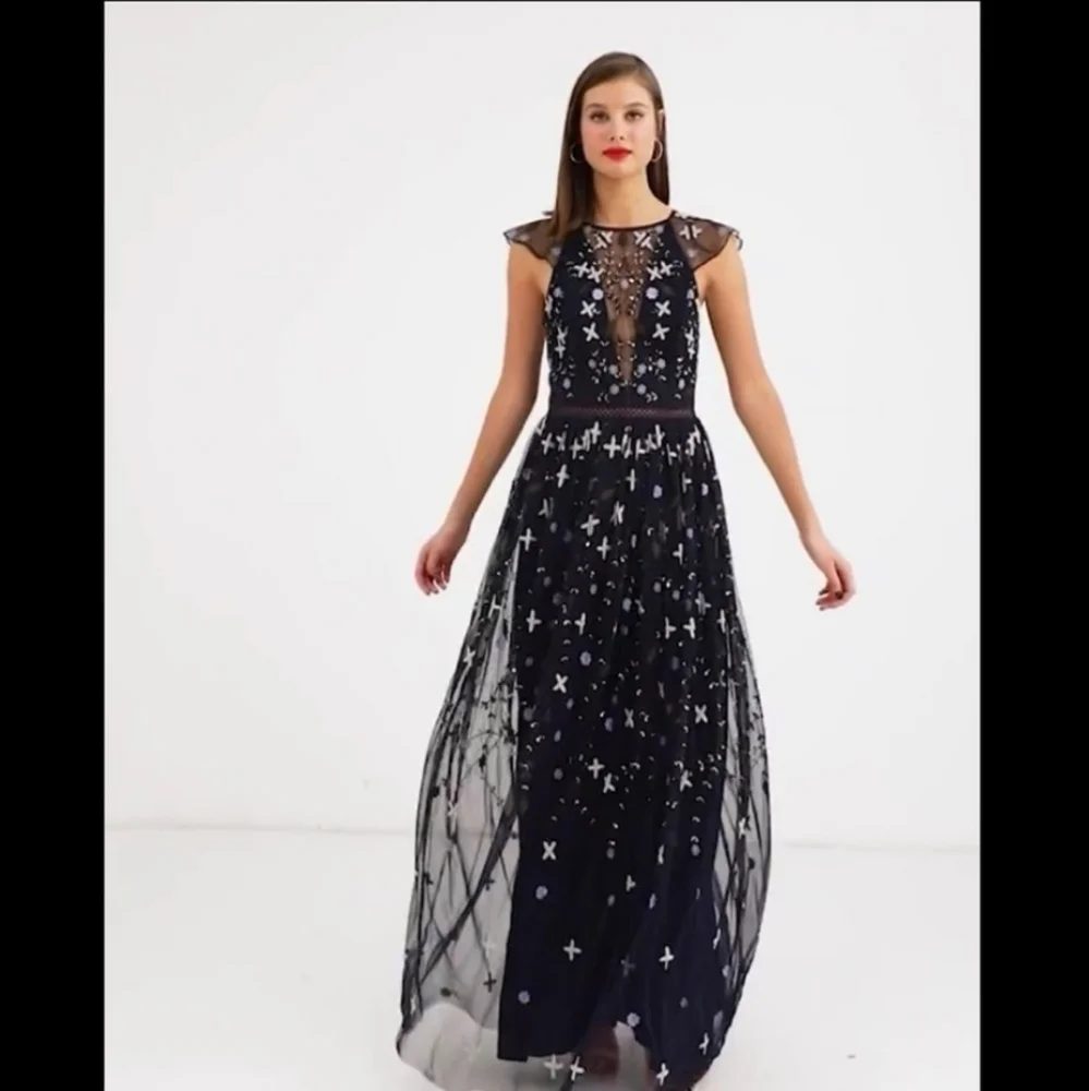 Asos Embellished Navy Blue Maxi Dress - Picture 1 of 8